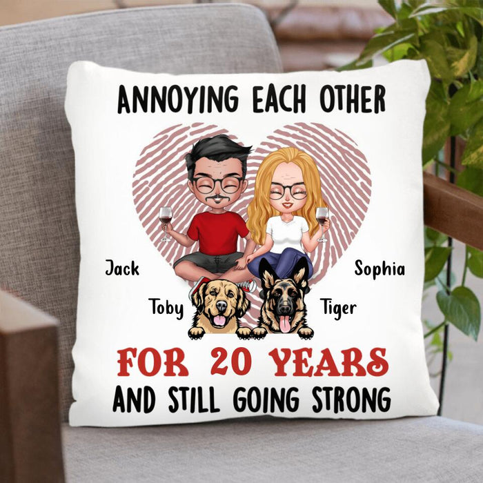 Custom Personalized Couple Pillow Cover - Gift Idea for Couple with up to 2 Dogs - Annoying each other
for 20 years and still going strong