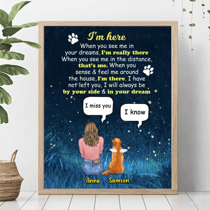 Custom Personalized Memorial Dog Mom Poster - Upto 4 Dogs - Gift Idea For Dog Lover - I'm Here