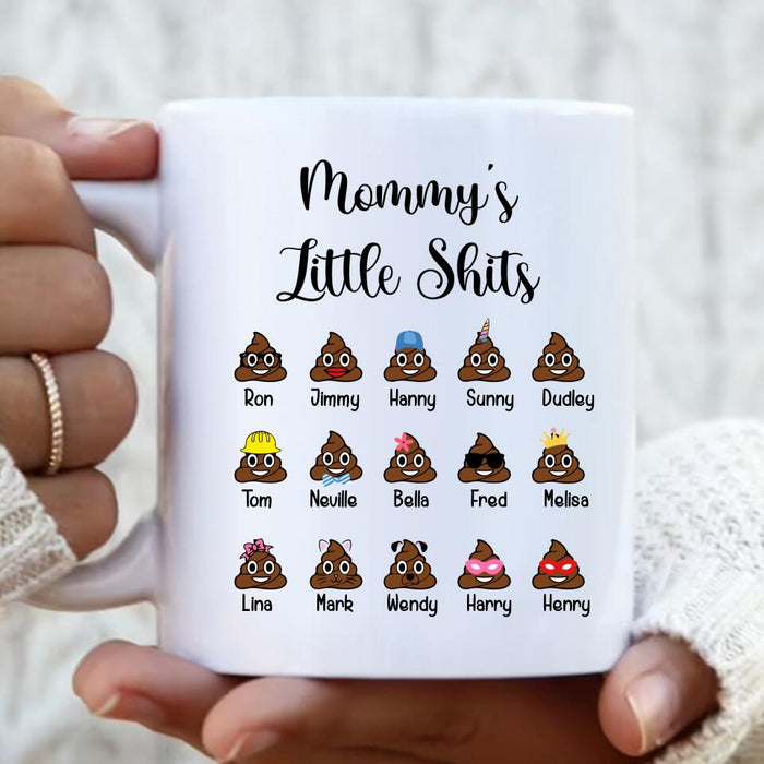 Custom Personalized Kids Mug - Upto 15 Kids - Gift Idea For Father's Day/Mother's Day - Mommy's Little Shits