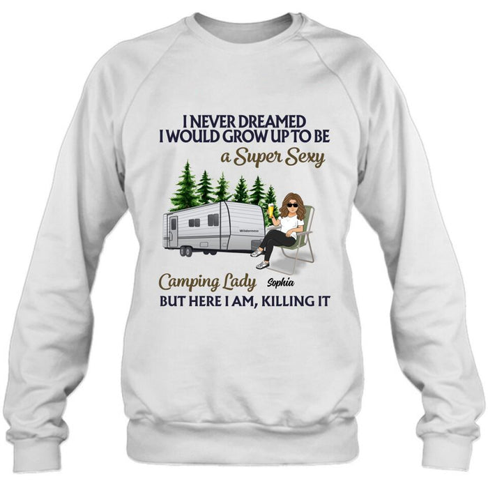 Custom Personalized Camping Shirt/ Sweatshirt/ Pullover Hoodie/ Long Sleeve Shirt - Woman/ Couple Camping - Gift Idea For Camping Lover