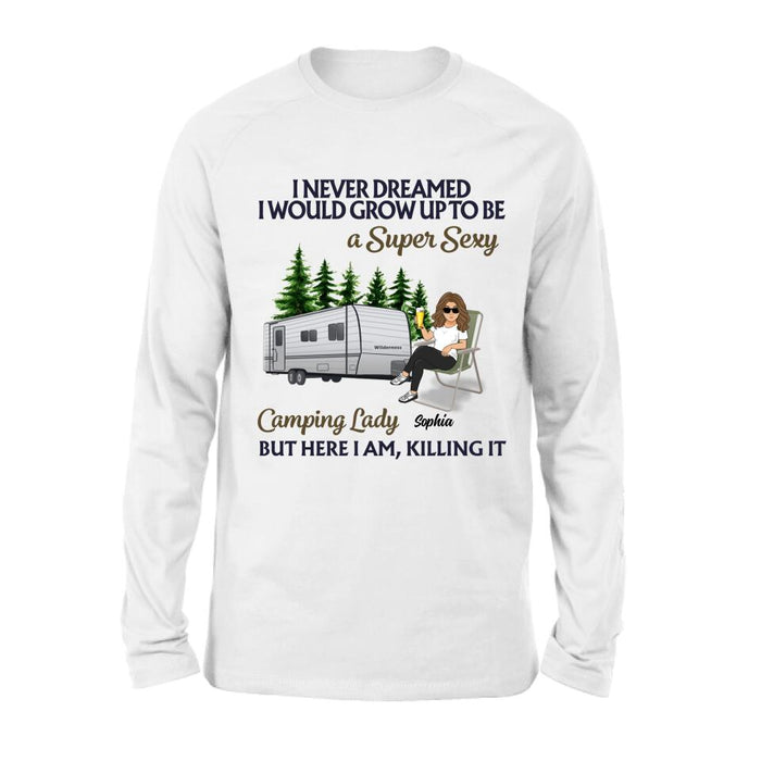 Custom Personalized Camping Shirt/ Sweatshirt/ Pullover Hoodie/ Long Sleeve Shirt - Woman/ Couple Camping - Gift Idea For Camping Lover