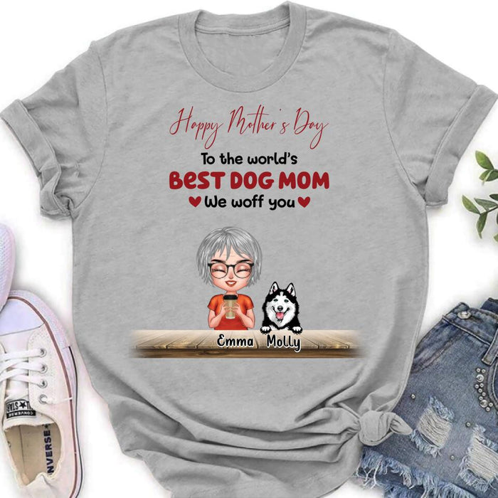 Custom Personalized Dog Mom/ Dog Dad Shirt/ Pullover Hoodie - Man/ Woman With Upto 6 Dogs - Mother's Day/ Father's Day Gift Idea For Dog Lover
