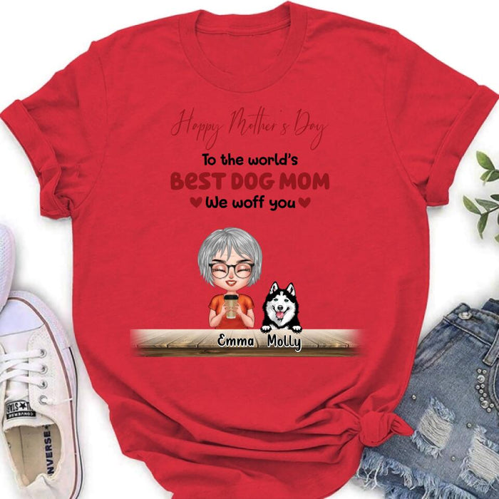 Custom Personalized Dog Mom/ Dog Dad Shirt/ Pullover Hoodie - Man/ Woman With Upto 6 Dogs - Mother's Day/ Father's Day Gift Idea For Dog Lover