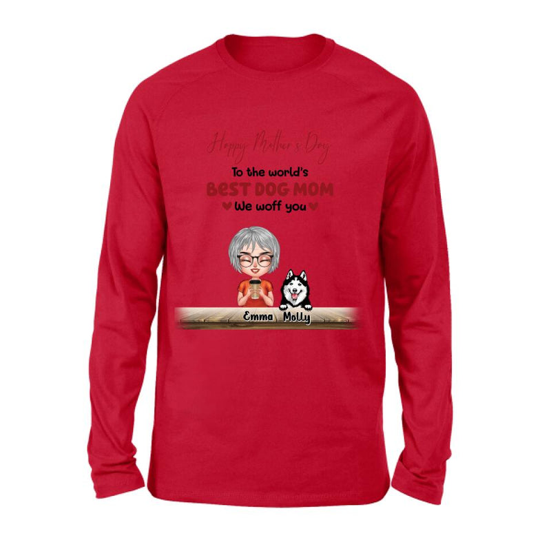 Personalized Dog Mom/Dog Dad Shirt/Pullover Hoodie - Man/Woman With Up to 6 Dogs - Mother's Day/ Father's Day Gift Idea For Dog Lover