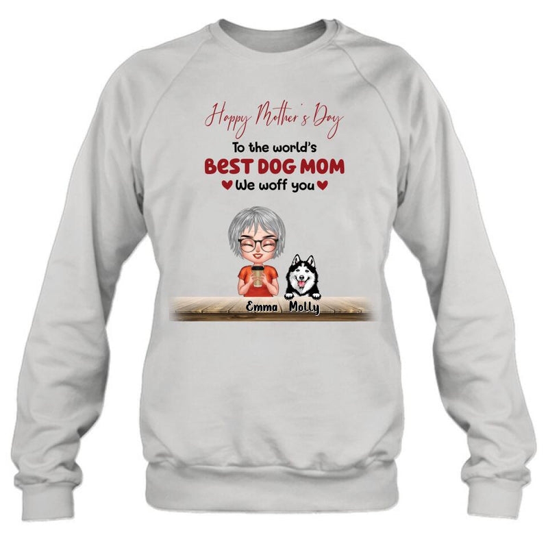Personalized Dog Mom/Dog Dad Shirt/Pullover Hoodie - Man/Woman With Up to 6 Dogs - Mother's Day/ Father's Day Gift Idea For Dog Lover