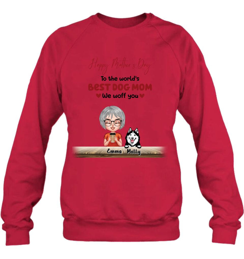 Personalized Dog Mom/Dog Dad Shirt/Pullover Hoodie - Man/Woman With Up to 6 Dogs - Mother's Day/ Father's Day Gift Idea For Dog Lover