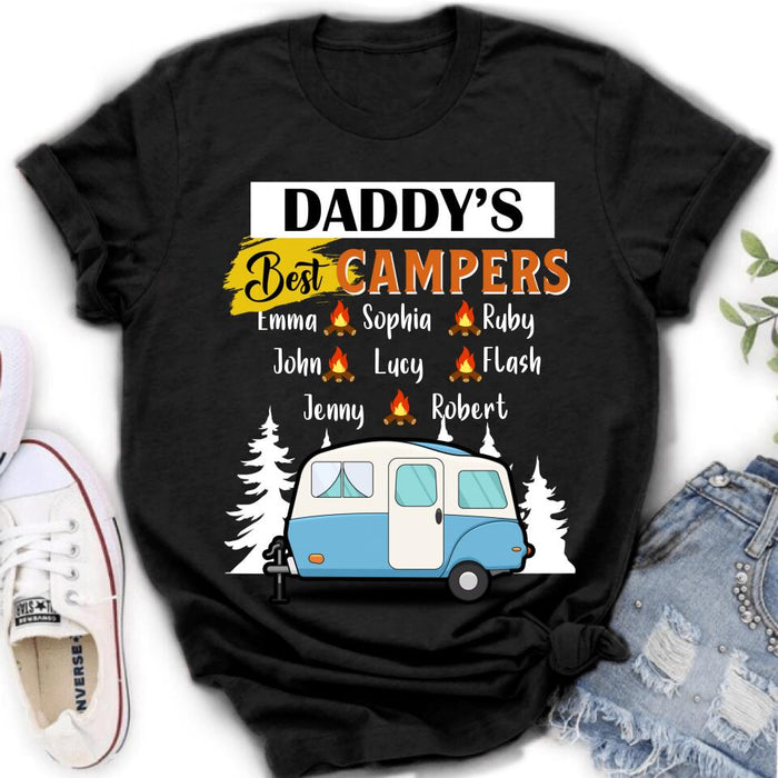 Custom Personalized Daddy's Best Campers Shirt/ Pullover Hoodie - Upto 8 Kids - Gift Idea For Father's Day/ Camping Lover