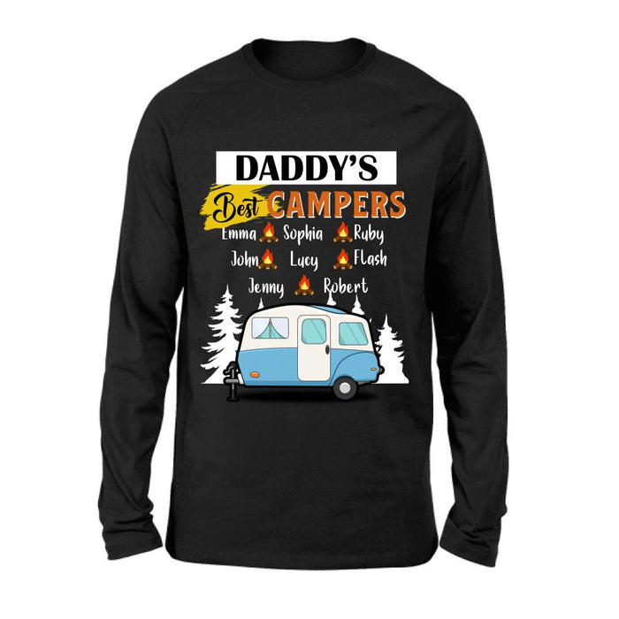 Custom Personalized Daddy's Best Campers Shirt/ Pullover Hoodie - Upto 8 Kids - Gift Idea For Father's Day/ Camping Lover