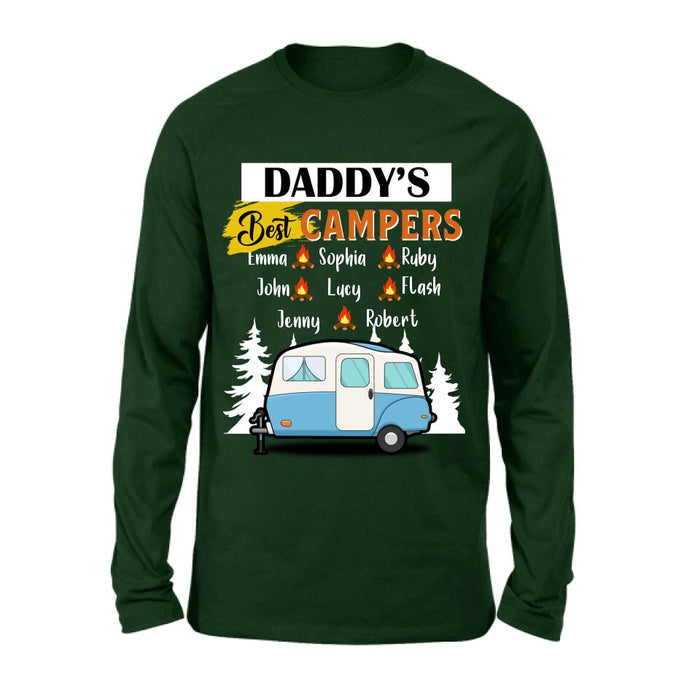 Custom Personalized Daddy's Best Campers Shirt/ Pullover Hoodie - Upto 8 Kids - Gift Idea For Father's Day/ Camping Lover