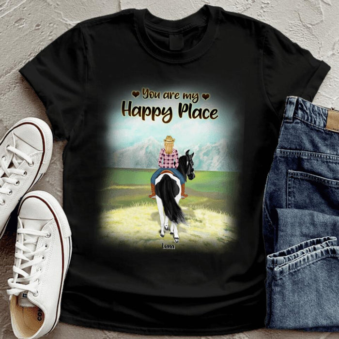 Custom Personalized Horse Riding T-shirt - You Are My Happy Place - TM5W8Q