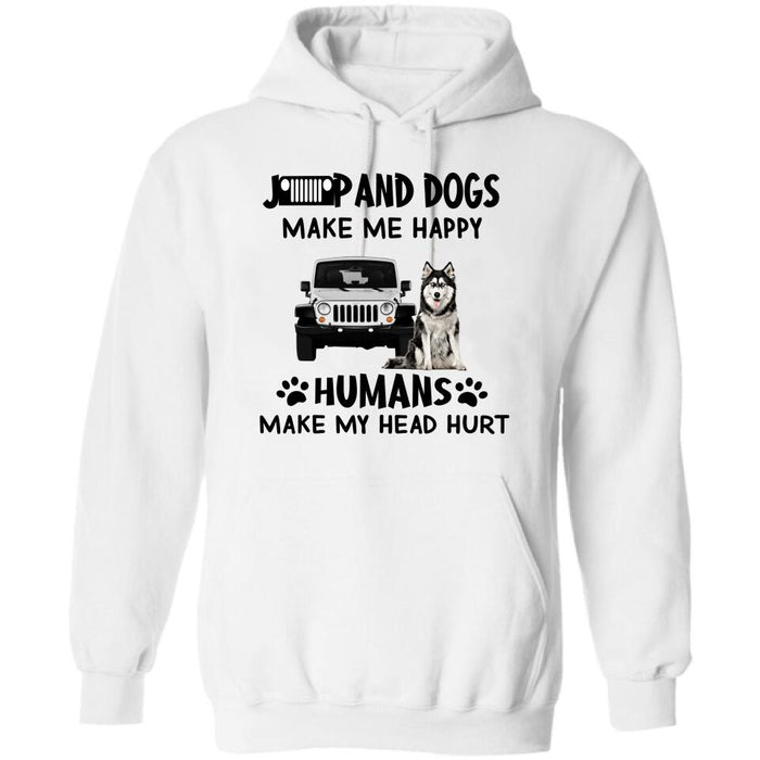 Custom Personalized Off-road And Dogs Make Me Happy Shirt/ Pullover Hoodie - Gift Idea For Off-road/ Dog Lover