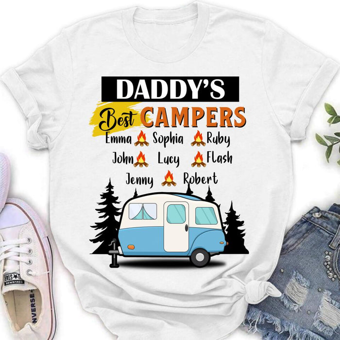 Personalized Daddy's Best Campers Shirt/ Pullover Hoodie - Upto 8 Kids - Gift Idea For Father's Day/ Camping Lover