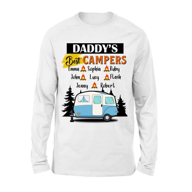 Personalized Daddy's Best Campers Shirt/Pullover Hoodie - Up to 8 Kids - Gift Idea For Father's Day/Camping Lover