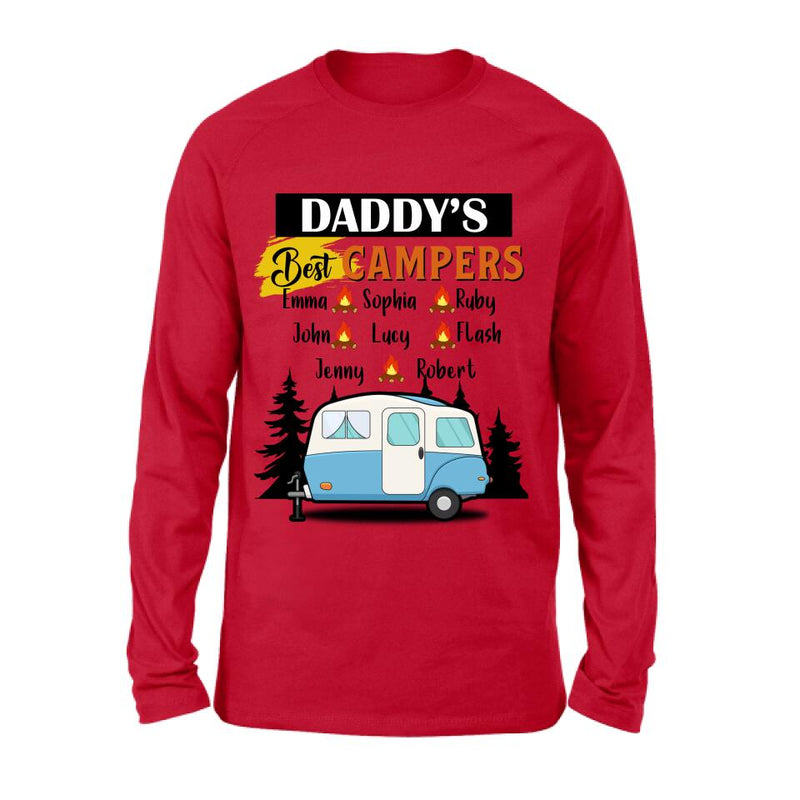 Personalized Daddy's Best Campers Shirt/Pullover Hoodie - Up to 8 Kids - Gift Idea For Father's Day/Camping Lover