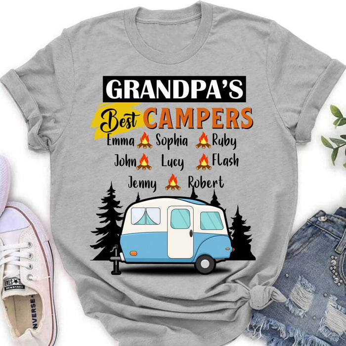 Personalized Grandpa's Best Campers Shirt/ Pullover Hoodie - Upto 8 Kids - Gift Idea For Grandpa/ Camping Lover