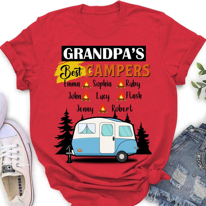 Personalized Grandpa's Best Campers Shirt/ Pullover Hoodie - Upto 8 Kids - Gift Idea For Grandpa/ Camping Lover