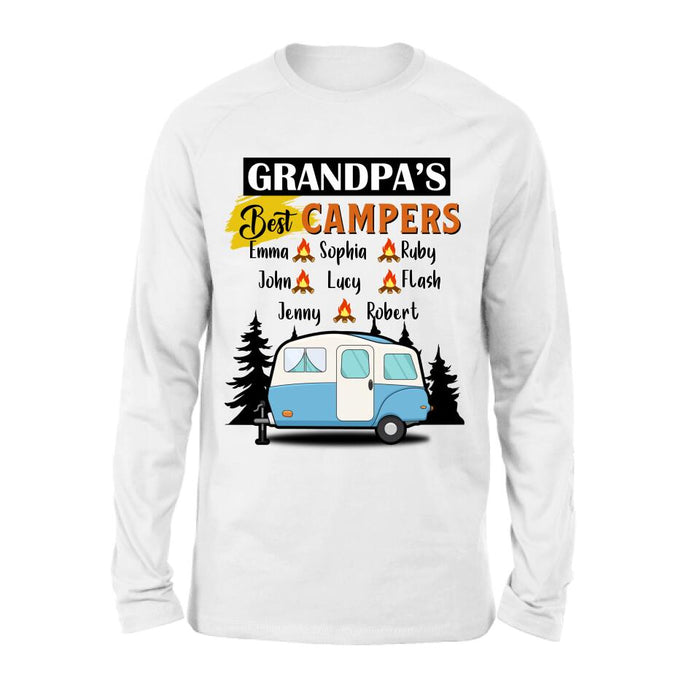 Personalized Grandpa's Best Campers Shirt/ Pullover Hoodie - Upto 8 Kids - Gift Idea For Grandpa/ Camping Lover