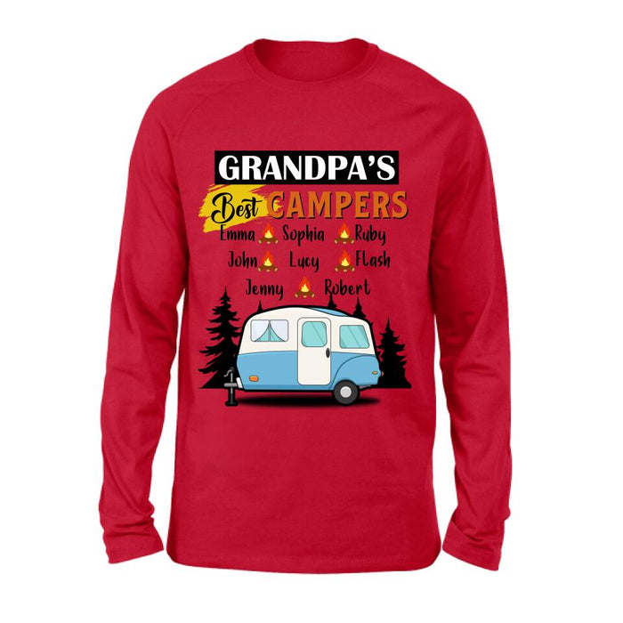 Personalized Grandpa's Best Campers Shirt/ Pullover Hoodie - Upto 8 Kids - Gift Idea For Grandpa/ Camping Lover