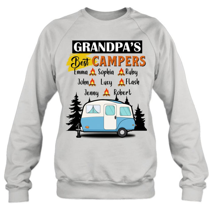 Personalized Grandpa's Best Campers Shirt/ Pullover Hoodie - Upto 8 Kids - Gift Idea For Grandpa/ Camping Lover