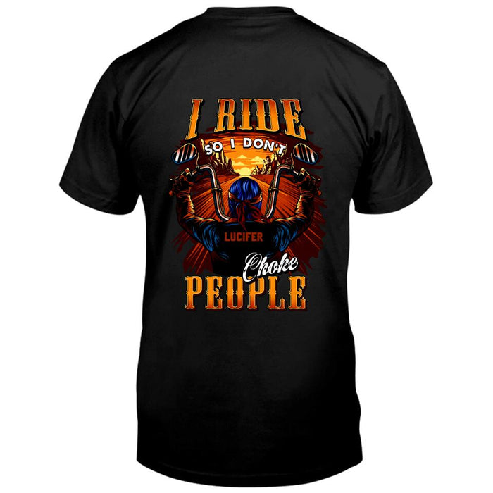 Custom Personalized Biker Old Man Unisex T-shirt - Gift Idea For Biker/ Father's day 2023 Gift - I Ride So I Don't Choke People