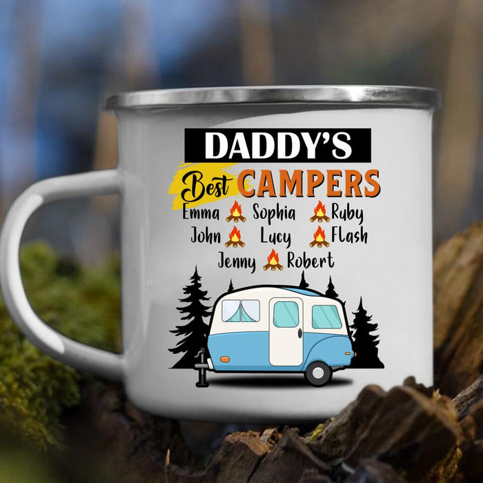 Personalized Daddy's Best Campers Enamel - Up to 8 Kids - Gift Idea For Father's Day/Camping Lover