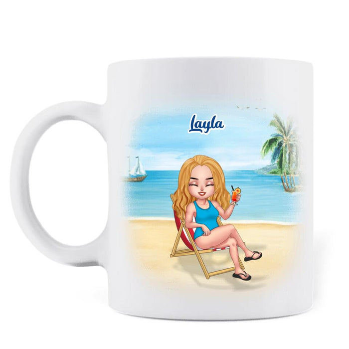 Custom Personalized Beach Mug - Upto 5 People - Gift Idea For Friends - Just A Girl Who Loves Beaches