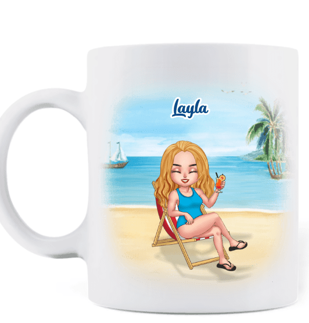 Custom Personalized Beach Mug - Upto 5 People - Gift Idea For Friends - Just A Girl Who Loves Beaches