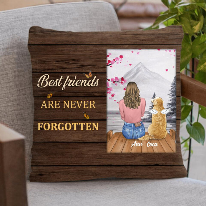 Custom Personalized Pet Memorial Pillow Cover - Adult/ Couple With Upto 4 Pets - Memorial Gift Idea For Dog/ Cat Lover - Best Friends Are Never Forgotten