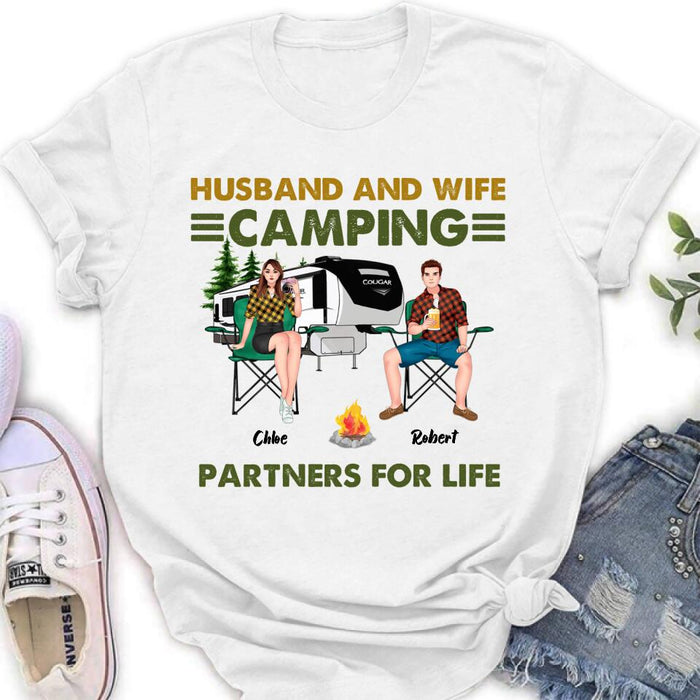 Custom Personalized Camping Shirt - 
Upto 6 People - Gift Idea For Camping Lover - Husband And Wife Camping Partners For Life