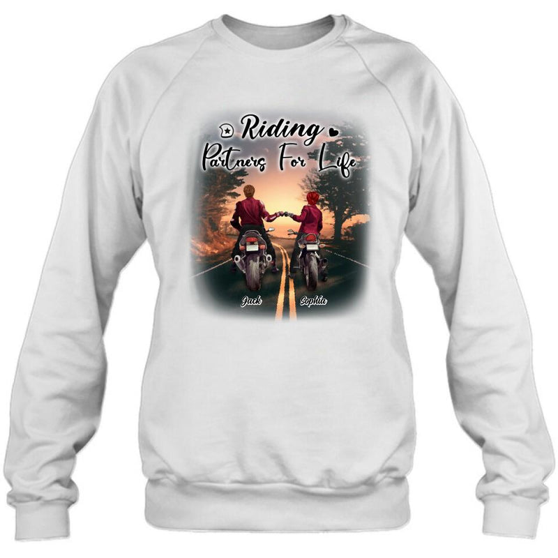Custom Personalized Motorcycle Couple Shirt - Gift Idea For Couple - Riding Partners For Life