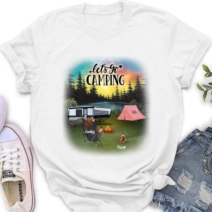 Custom Personalized Night Camping Shirt/ Pullover Hoodie - Solo/ Couple/ Parents With Upto 5 Kids And 4 Pets - Gift For Camping Lover - Let's Go Camping
