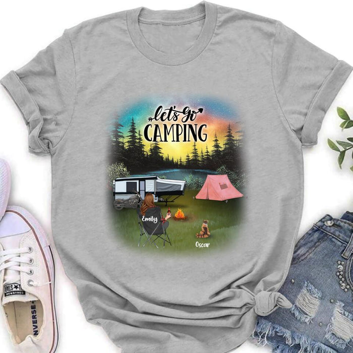 Custom Personalized Night Camping Shirt/ Pullover Hoodie - Solo/ Couple/ Parents With Upto 5 Kids And 4 Pets - Gift For Camping Lover - Let's Go Camping