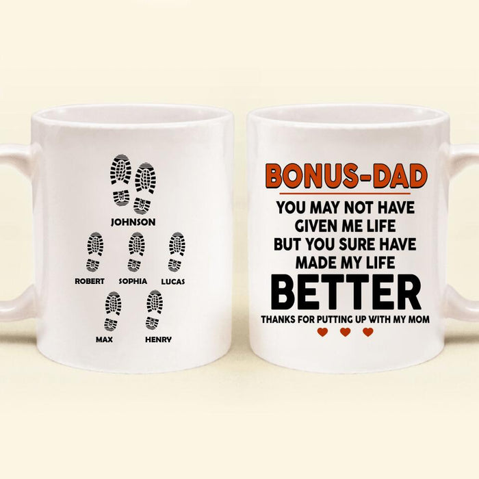 Custom Personalized Step Dad Thank You Coffee Mug - Gift Idea For Step Dad - Upto 5 Kids - Thank You For Being The Dad