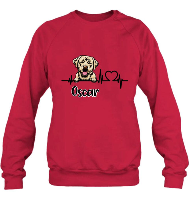 Custom Personalized Heartbeat Dog/Cat Shirt/ Pullover Hoodie - Upto 2 Pets - Gift Idea For Dog/ Cat Lover