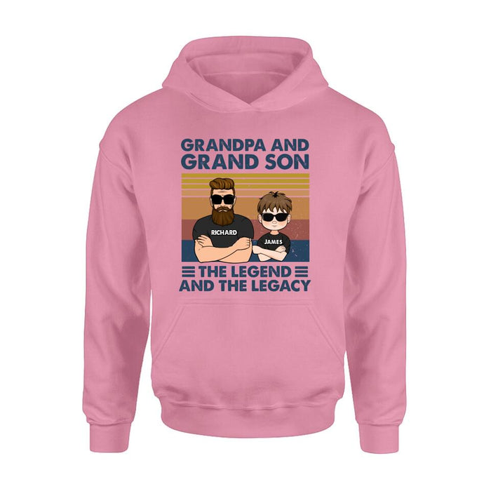 Custom Personalized Grandpa Unisex T-shirt/Long Sleeve/ Sweatshirt/Pullover Hoodie - Gift Idea For Grandpa/ Grandson/ Father's Day - Grandpa And Grand Son The Legend And The Legacy