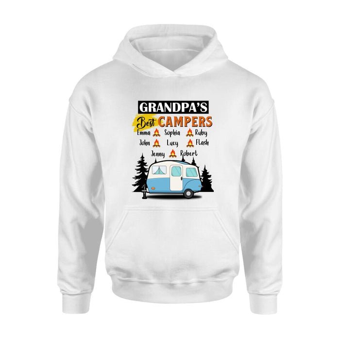 Personalized Grandpa's Best Campers Shirt/ Pullover Hoodie - Upto 8 Kids - Gift Idea For Grandpa/ Camping Lover