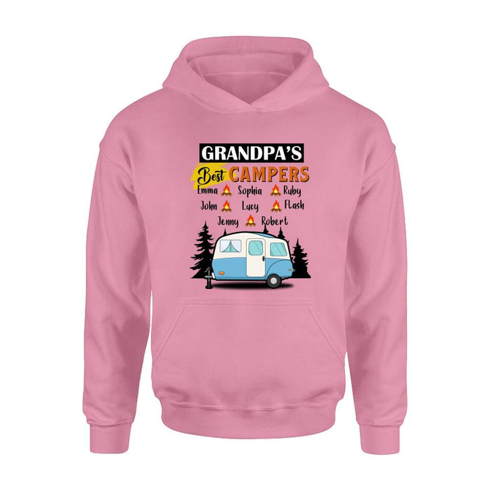 Personalized Grandpa's Best Campers Shirt/ Pullover Hoodie - Upto 8 Kids - Gift Idea For Grandpa/ Camping Lover