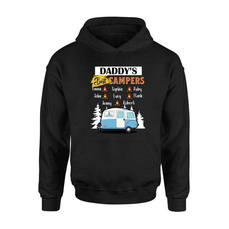 Personalized Daddy's Best Campers Shirt/Pullover Hoodie - Up to 8 Kids - Gift Idea For Father's Day/Camping Lover