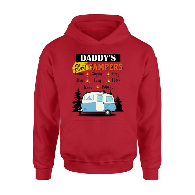 Personalized Daddy's Best Campers Shirt/Pullover Hoodie - Up to 8 Kids - Gift Idea For Father's Day/Camping Lover