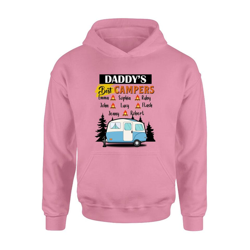 Personalized Daddy's Best Campers Shirt/Pullover Hoodie - Up to 8 Kids - Gift Idea For Father's Day/Camping Lover