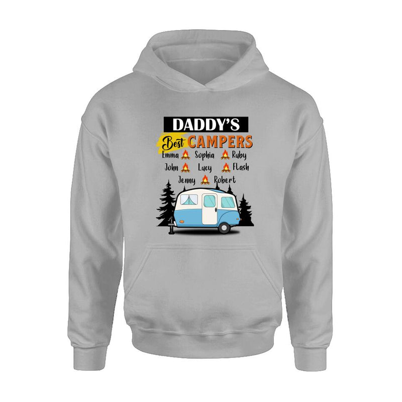 Personalized Daddy's Best Campers Shirt/Pullover Hoodie - Up to 8 Kids - Gift Idea For Father's Day/Camping Lover