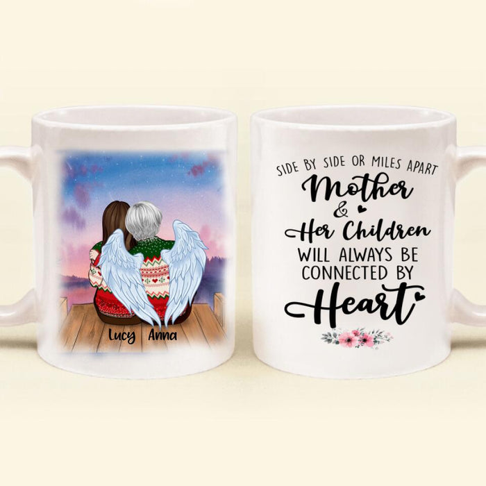 Custom Personalized Mother & Daughter Coffee Mug - Up to 4 Daughters - Mother And Her Children Forever Linked Together