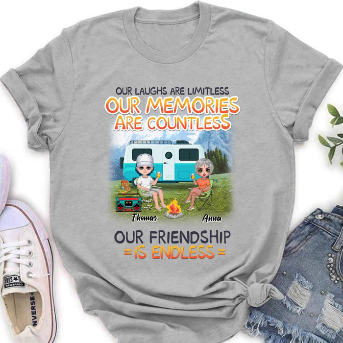 Custom Personalized Mountain Camping Friends Shirt/ Pullover Hoodie - Upto 8 People - Best Gift For Camping Lovers - We're More Than Just Camping Friends