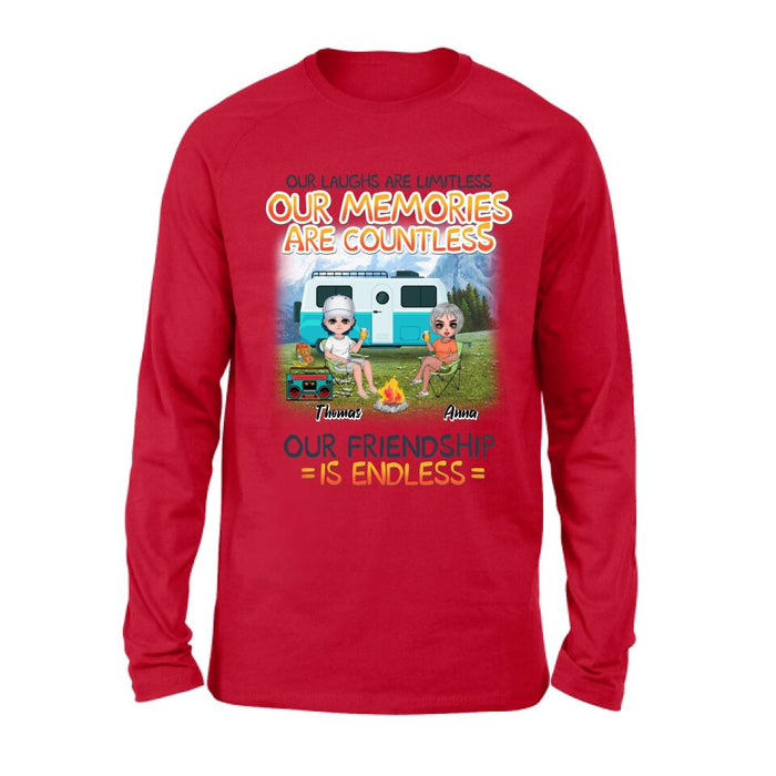 Custom Personalized Mountain Camping Friends Shirt/ Pullover Hoodie - Upto 8 People - Best Gift For Camping Lovers - We're More Than Just Camping Friends