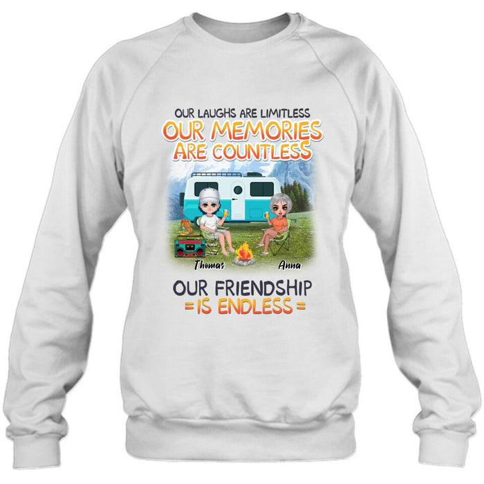 Custom Personalized Mountain Camping Friends Shirt/ Pullover Hoodie - Upto 8 People - Best Gift For Camping Lovers - We're More Than Just Camping Friends