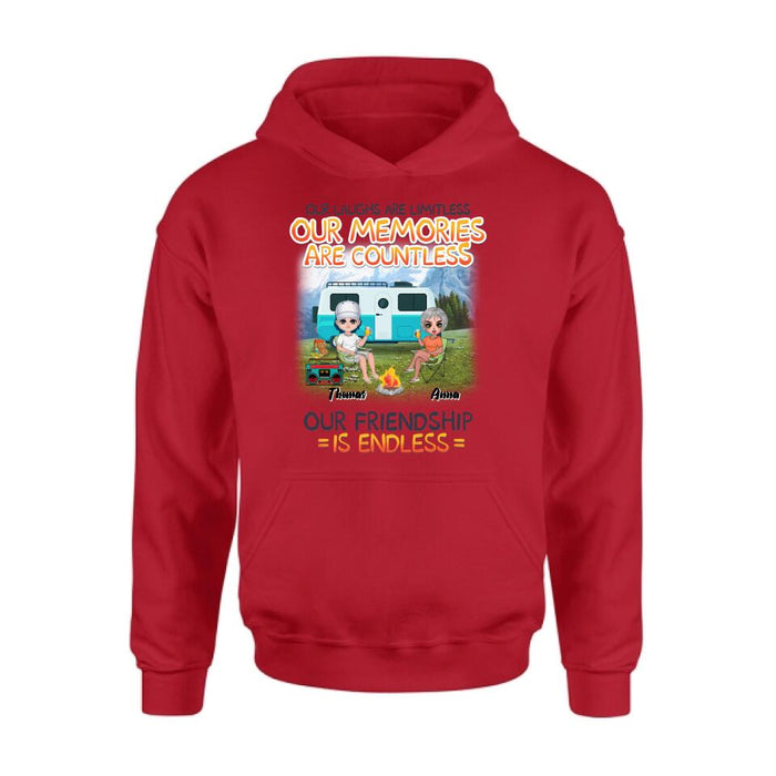 Custom Personalized Mountain Camping Friends Shirt/ Pullover Hoodie - Upto 8 People - Best Gift For Camping Lovers - We're More Than Just Camping Friends