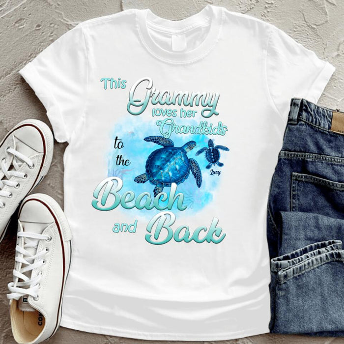 Custom Personalized Grandma Turtle T-shirt - Upto 6 Turtles - This Grammy Loves Her Grandkids To The Beach And Back - HWDFYR