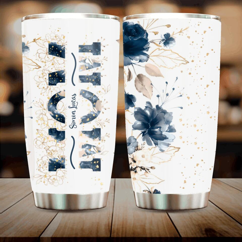 Personalized Floral Mom Tumbler - Up to 5 Kids - Gift Idea For Mother's Day