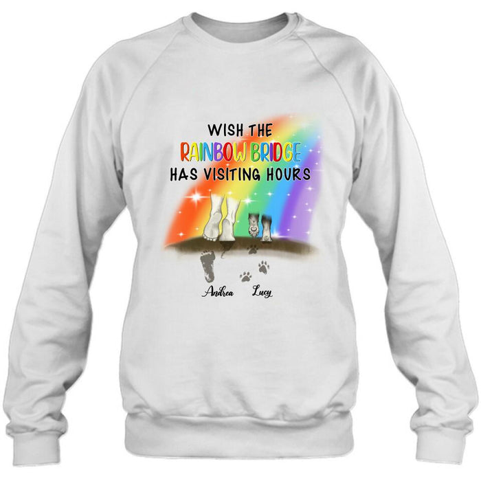 Custom Personalized Dog's Paws T-shirt/Sweatshirt/Pullover Hoodie - Best Gift Idea For Dog Lovers - Wish The Rainbow Bridge Has Visiting Hours