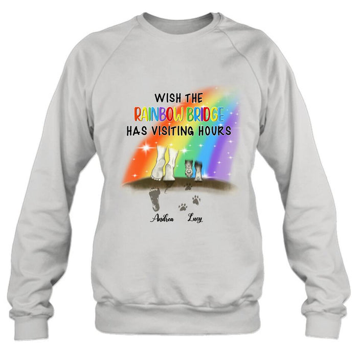 Custom Personalized Dog's Paws T-shirt/Sweatshirt/Pullover Hoodie - Best Gift Idea For Dog Lovers - Wish The Rainbow Bridge Has Visiting Hours